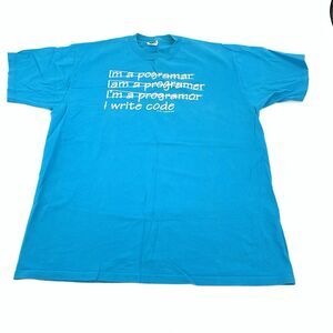 Vintage 1992 Computer Wear Programmer Coding Short Sleeve T-Shirt XL Bright Blue